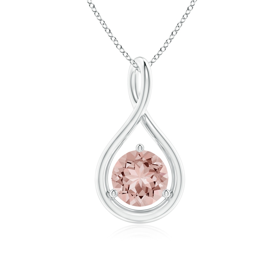 6mm AAAA Solitaire Round Morganite Infinity Twist Pendant in S999 Silver 