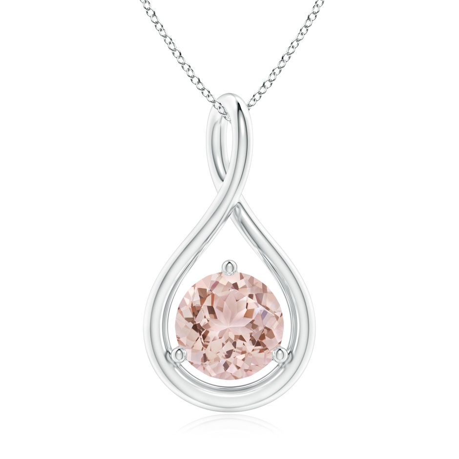 7mm AAA Solitaire Round Morganite Infinity Twist Pendant in White Gold 