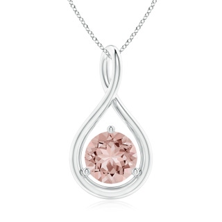 7mm AAAA Solitaire Round Morganite Infinity Twist Pendant in P950 Platinum