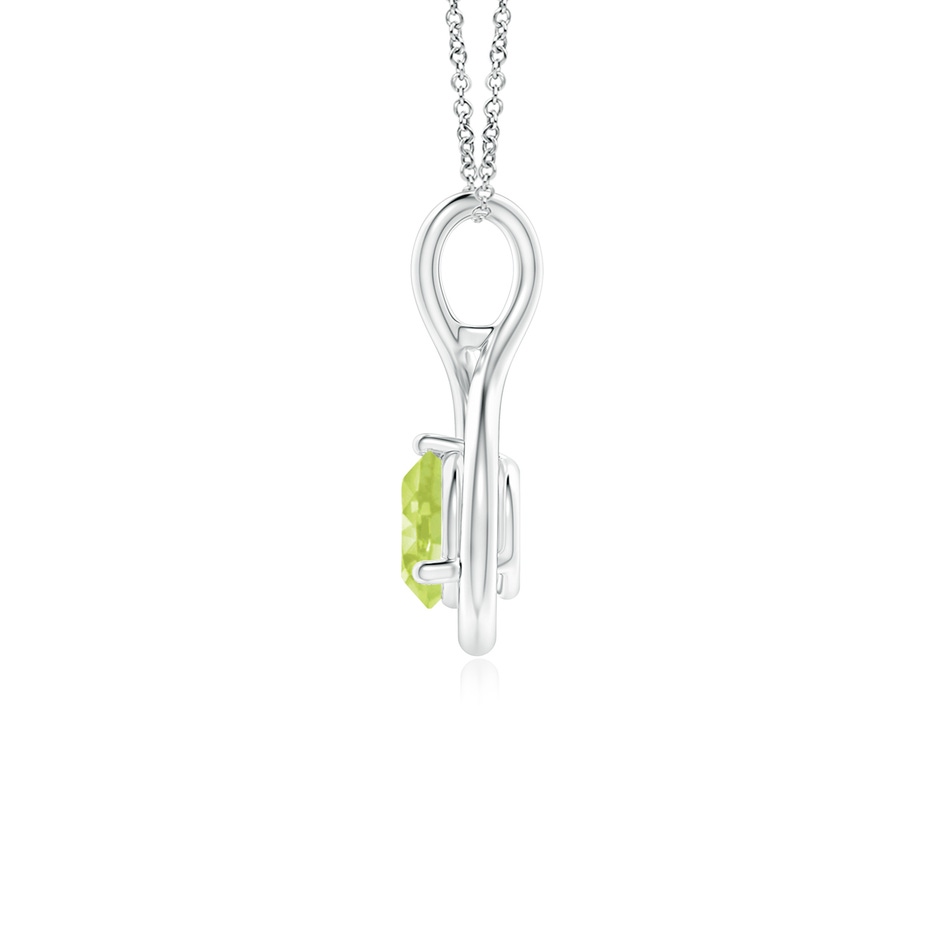5mm A Solitaire Round Peridot Infinity Twist Pendant in S999 Silver side 1