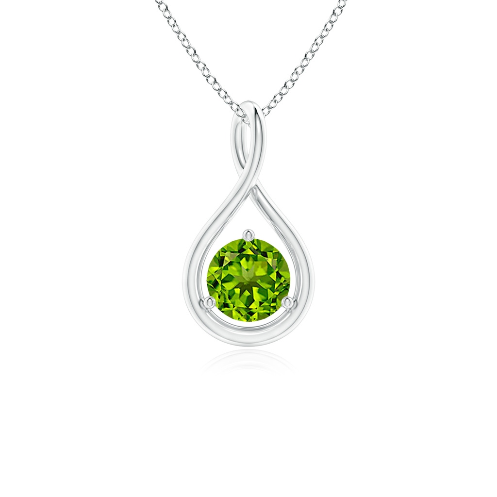 5mm AAAA Solitaire Round Peridot Infinity Twist Pendant in P950 Platinum