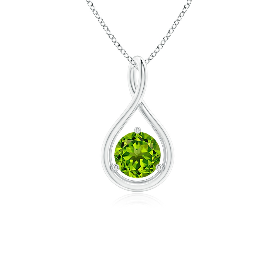 5mm AAAA Solitaire Round Peridot Infinity Twist Pendant in S999 Silver 