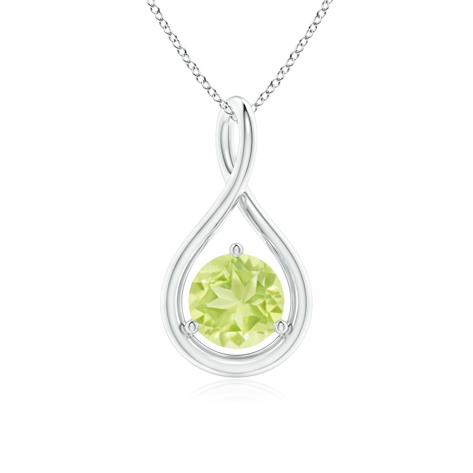 6mm A Solitaire Round Peridot Infinity Twist Pendant in S999 Silver 