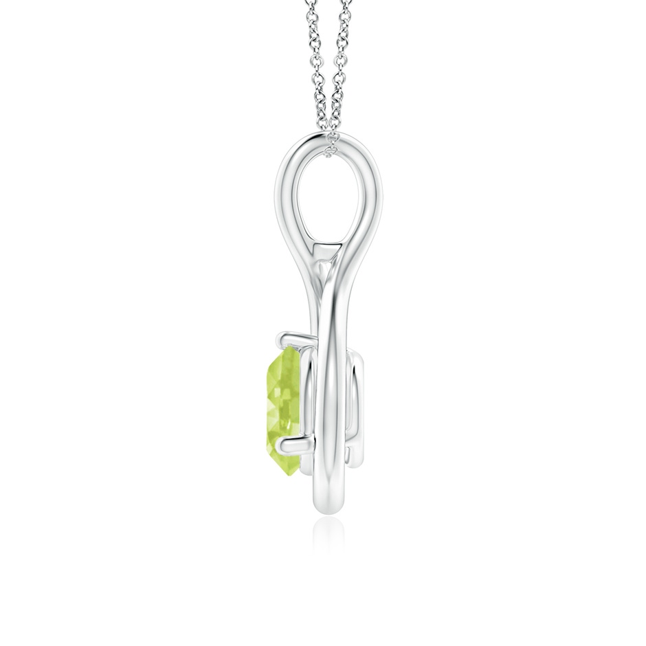 6mm A Solitaire Round Peridot Infinity Twist Pendant in S999 Silver side 1