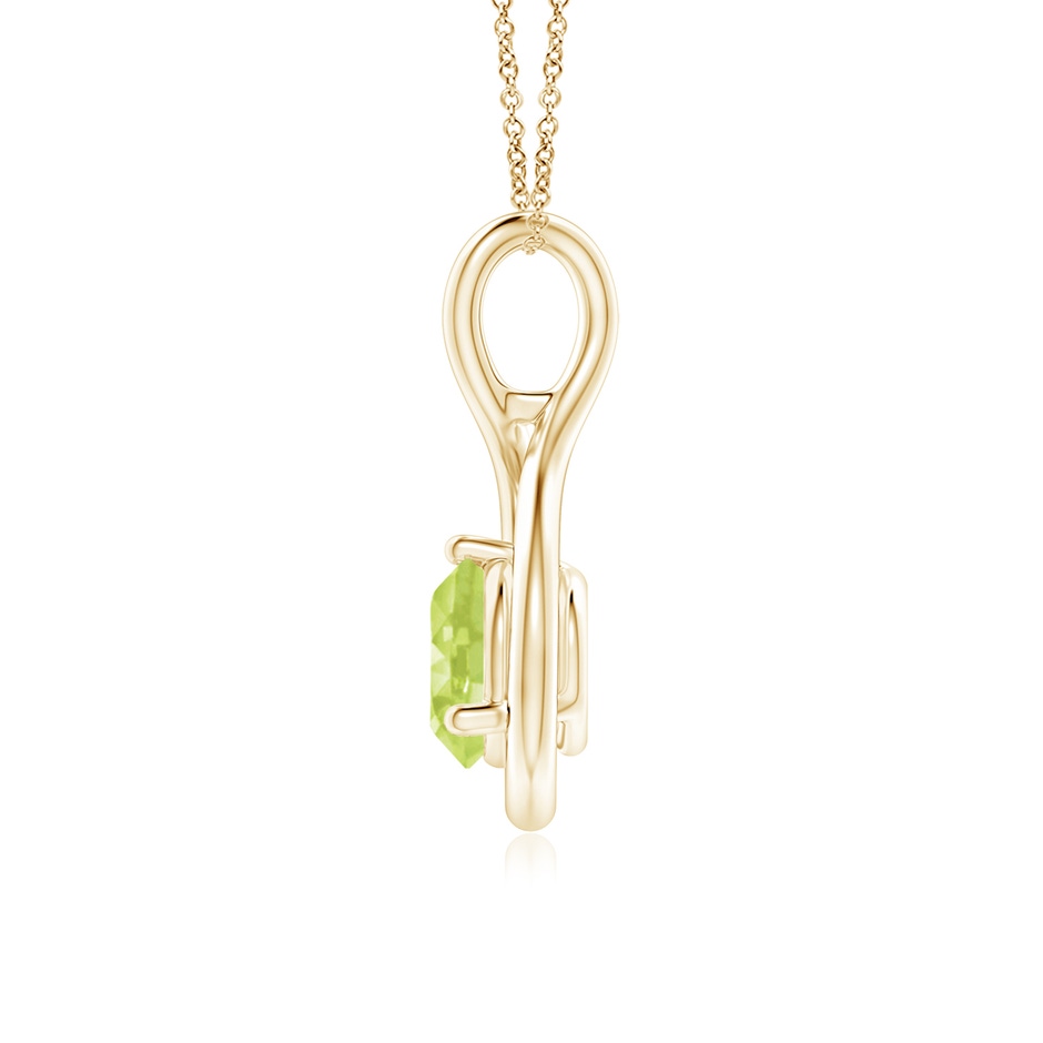 6mm A Solitaire Round Peridot Infinity Twist Pendant in Yellow Gold side 1