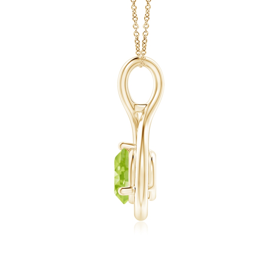 6mm AA Solitaire Round Peridot Infinity Twist Pendant in Yellow Gold side 1