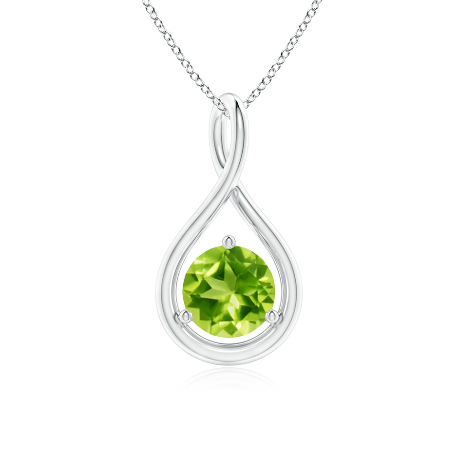 6mm AAA Solitaire Round Peridot Infinity Twist Pendant in White Gold 