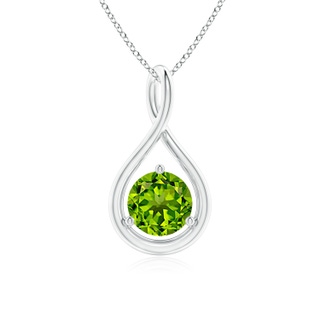 6mm AAAA Solitaire Round Peridot Infinity Twist Pendant in P950 Platinum