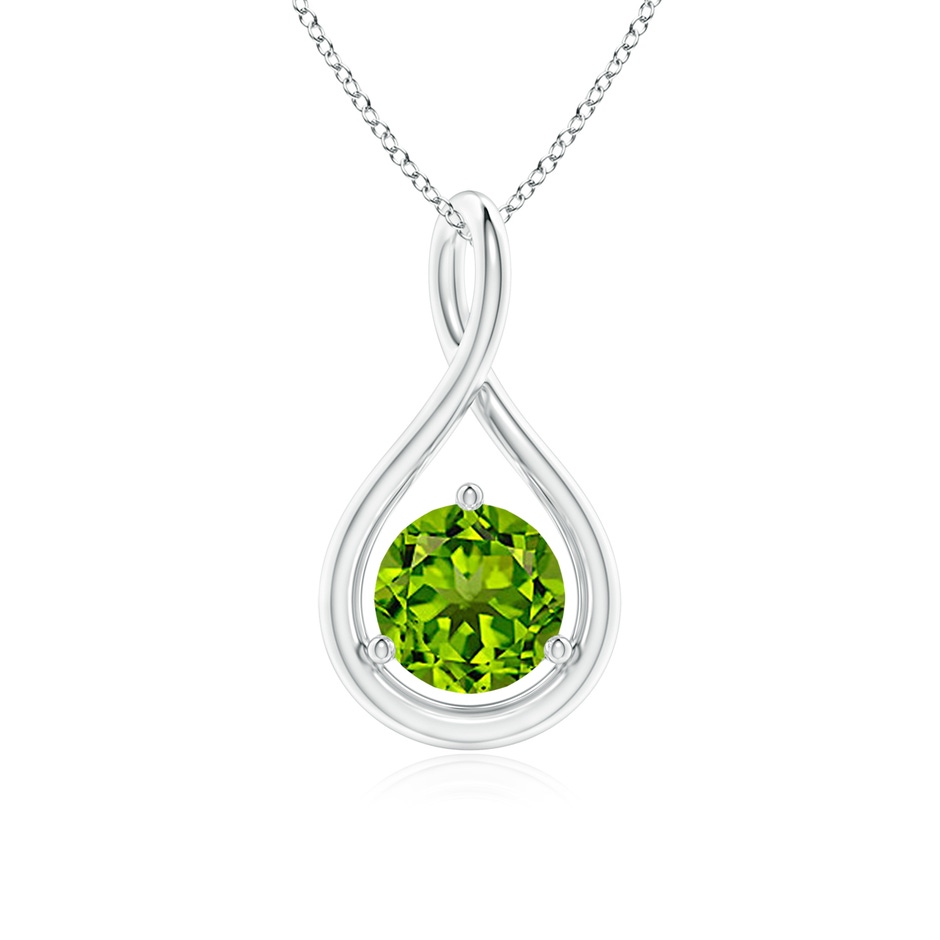 6mm AAAA Solitaire Round Peridot Infinity Twist Pendant in S999 Silver 