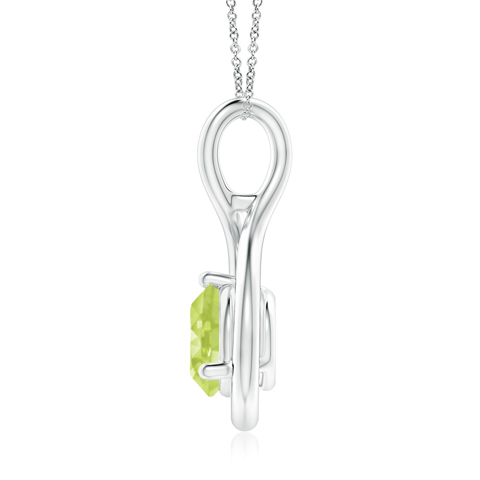 7mm A Solitaire Round Peridot Infinity Twist Pendant in S999 Silver side 1