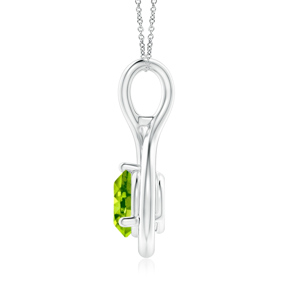 7mm AAA Solitaire Round Peridot Infinity Twist Pendant in White Gold side 1