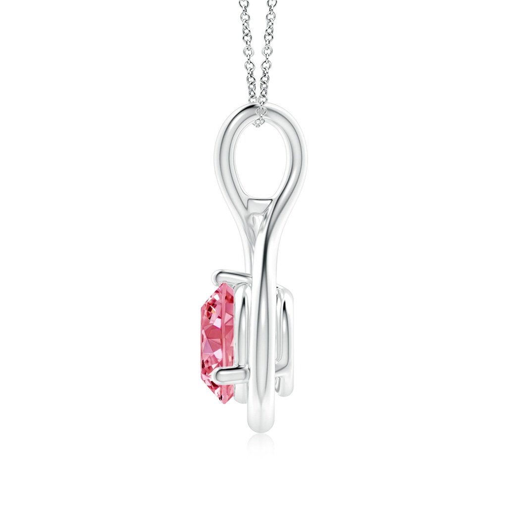 6.4mm AAAA Solitaire Round Fancy Intense Pink Diamond Infinity Twist Pendant in P950 Platinum - side 199
