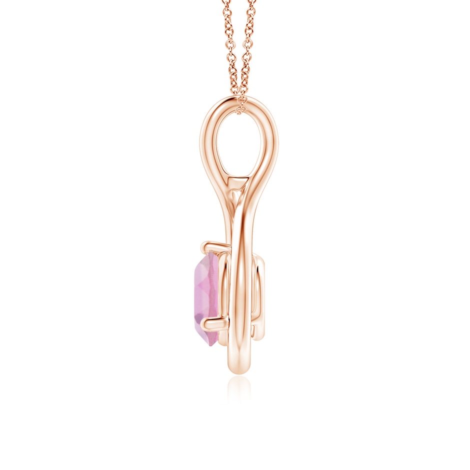 6mm A Solitaire Round Pink Tourmaline Infinity Twist Pendant in Rose Gold side 1