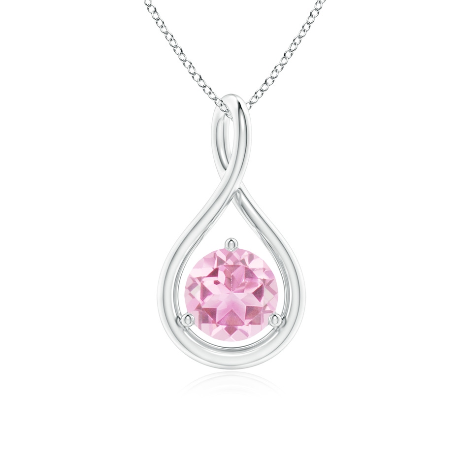 6mm A Solitaire Round Pink Tourmaline Infinity Twist Pendant in S999 Silver 