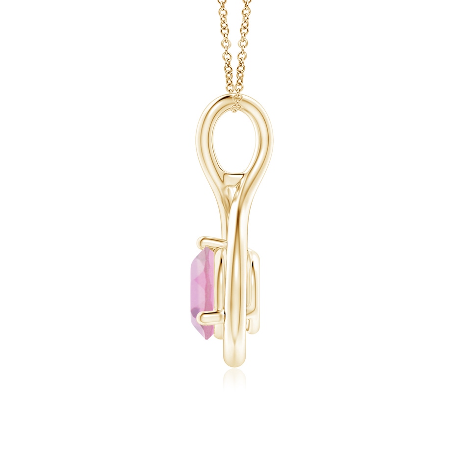 6mm A Solitaire Round Pink Tourmaline Infinity Twist Pendant in Yellow Gold side 1