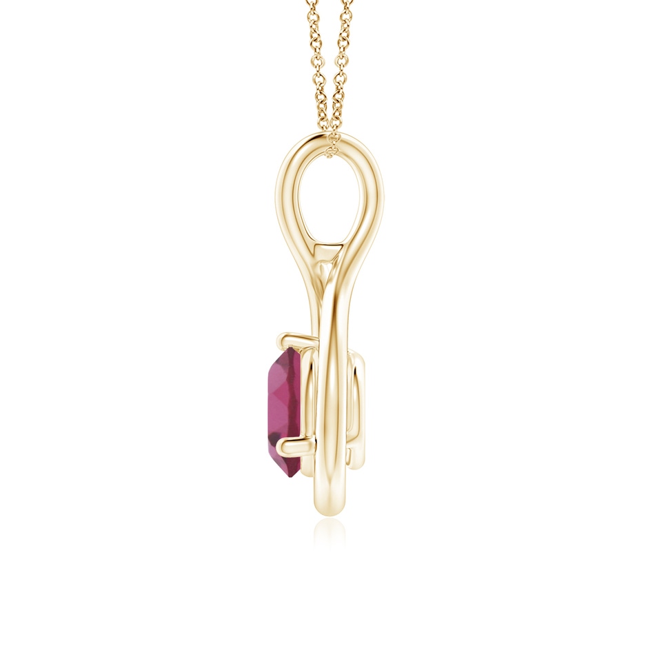 6mm AAAA Solitaire Round Pink Tourmaline Infinity Twist Pendant in Yellow Gold side 1