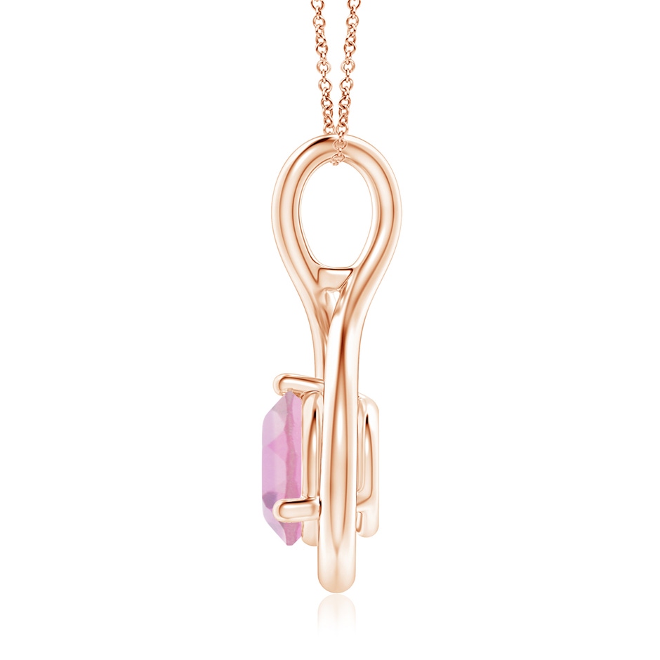 7mm A Solitaire Round Pink Tourmaline Infinity Twist Pendant in Rose Gold side 1