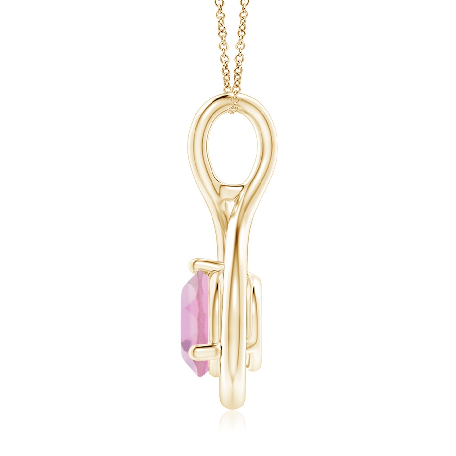 7mm A Solitaire Round Pink Tourmaline Infinity Twist Pendant in Yellow Gold side 1