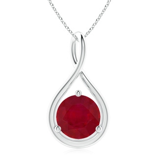 10mm AA Solitaire Round Ruby Infinity Twist Pendant in P950 Platinum