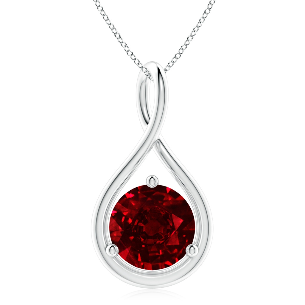 10mm AAAA Solitaire Round Ruby Infinity Twist Pendant in P950 Platinum