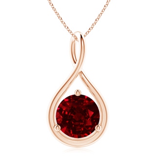 10mm AAAA Solitaire Round Ruby Infinity Twist Pendant in Rose Gold