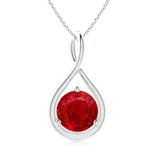 9mm AAA Solitaire Round Ruby Infinity Twist Pendant in P950 Platinum