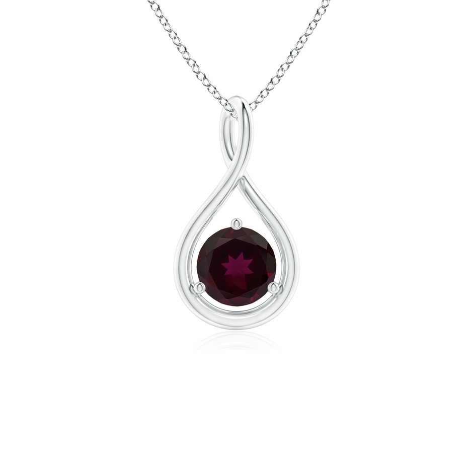 5mm A Solitaire Round Rhodolite Infinity Twist Pendant in S999 Silver 