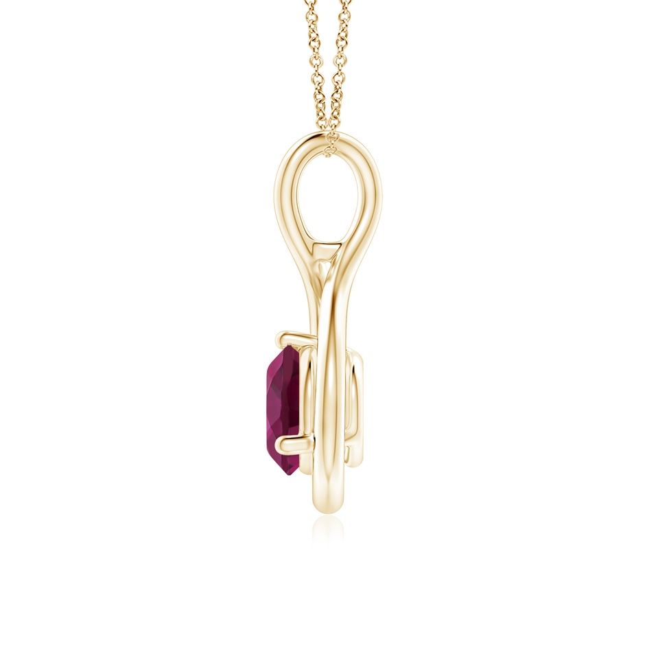 6mm AAAA Solitaire Round Rhodolite Infinity Twist Pendant in Yellow Gold side 199