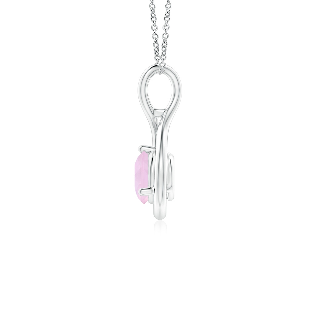 5mm AAA Solitaire Round Rose Quartz Infinity Twist Pendant in White Gold - side 1