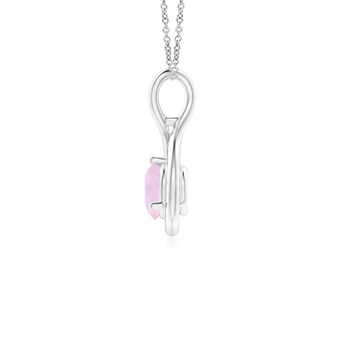 5mm AAA Solitaire Round Rose Quartz Infinity Twist Pendant in White Gold - side 2
