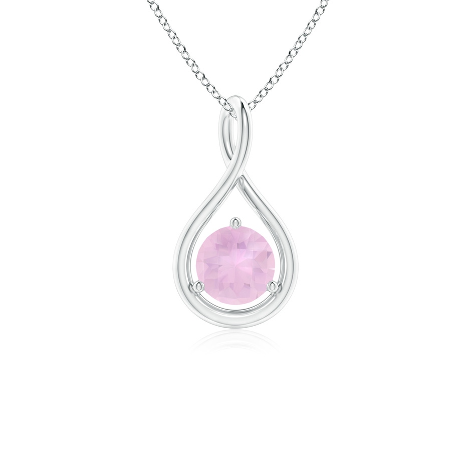 5mm AAAA Solitaire Round Rose Quartz Infinity Twist Pendant in P950 Platinum 