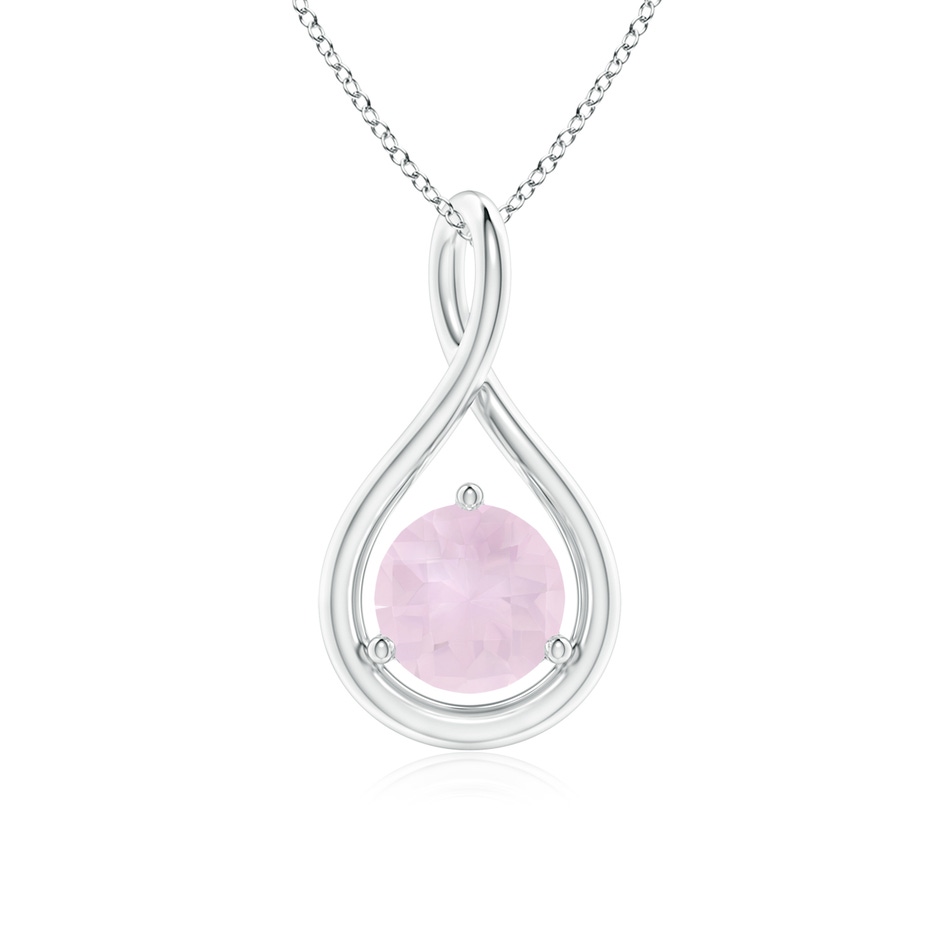 6mm A Solitaire Round Rose Quartz Infinity Twist Pendant in P950 Platinum 