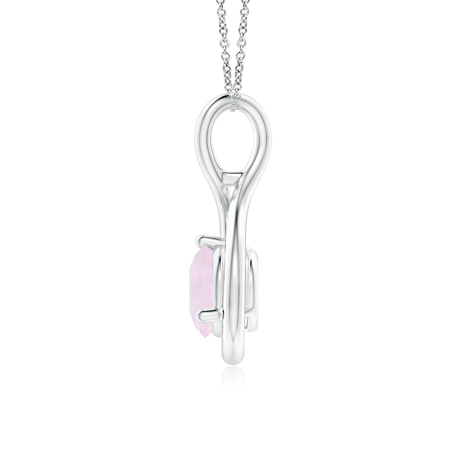 6mm A Solitaire Round Rose Quartz Infinity Twist Pendant in P950 Platinum side 1