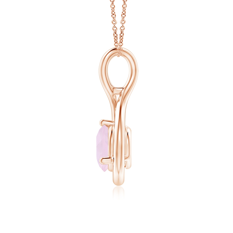6mm AA Solitaire Round Rose Quartz Infinity Twist Pendant in Rose Gold side 1