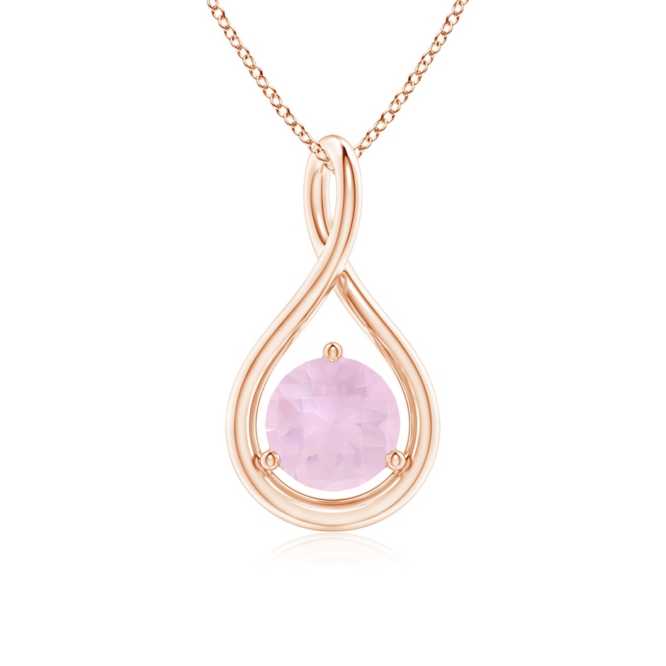 6mm AAA Solitaire Round Rose Quartz Infinity Twist Pendant in Rose Gold 