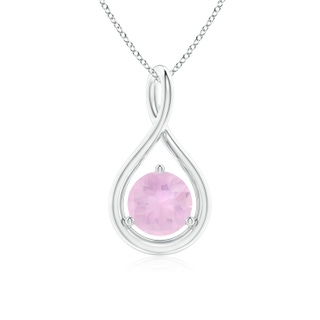 6mm AAAA Solitaire Round Rose Quartz Infinity Twist Pendant in P950 Platinum