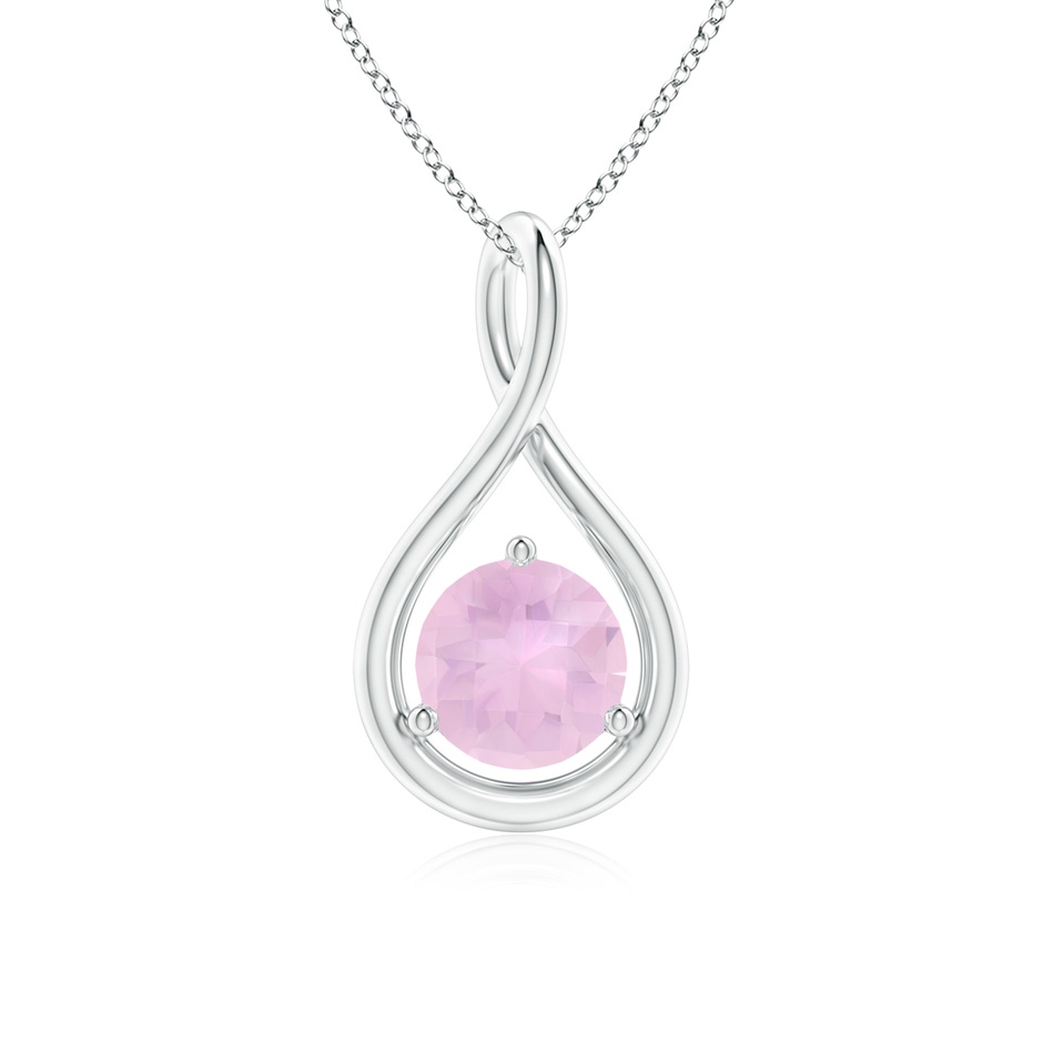 6mm AAAA Solitaire Round Rose Quartz Infinity Twist Pendant in P950 Platinum 