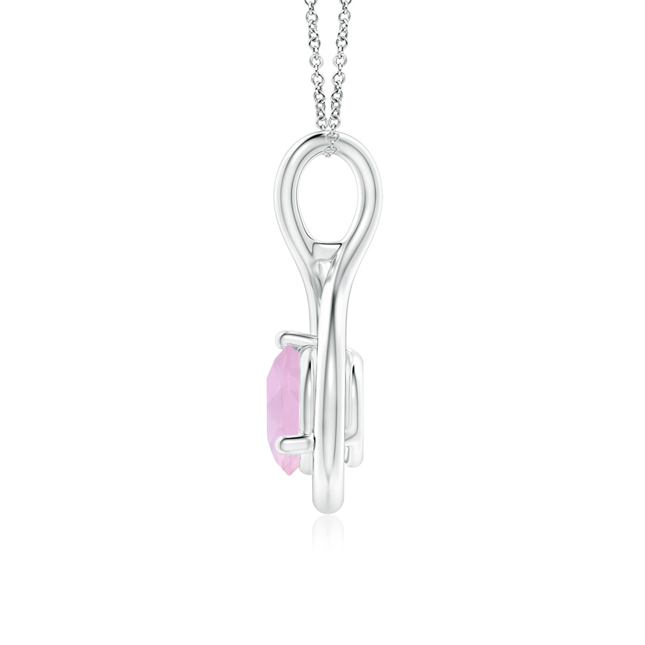 6mm AAAA Solitaire Round Rose Quartz Infinity Twist Pendant in P950 Platinum side 1