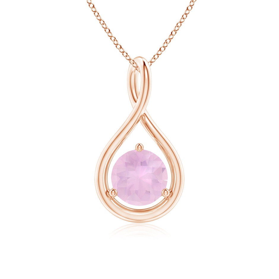 6mm AAAA Solitaire Round Rose Quartz Infinity Twist Pendant in Rose Gold 