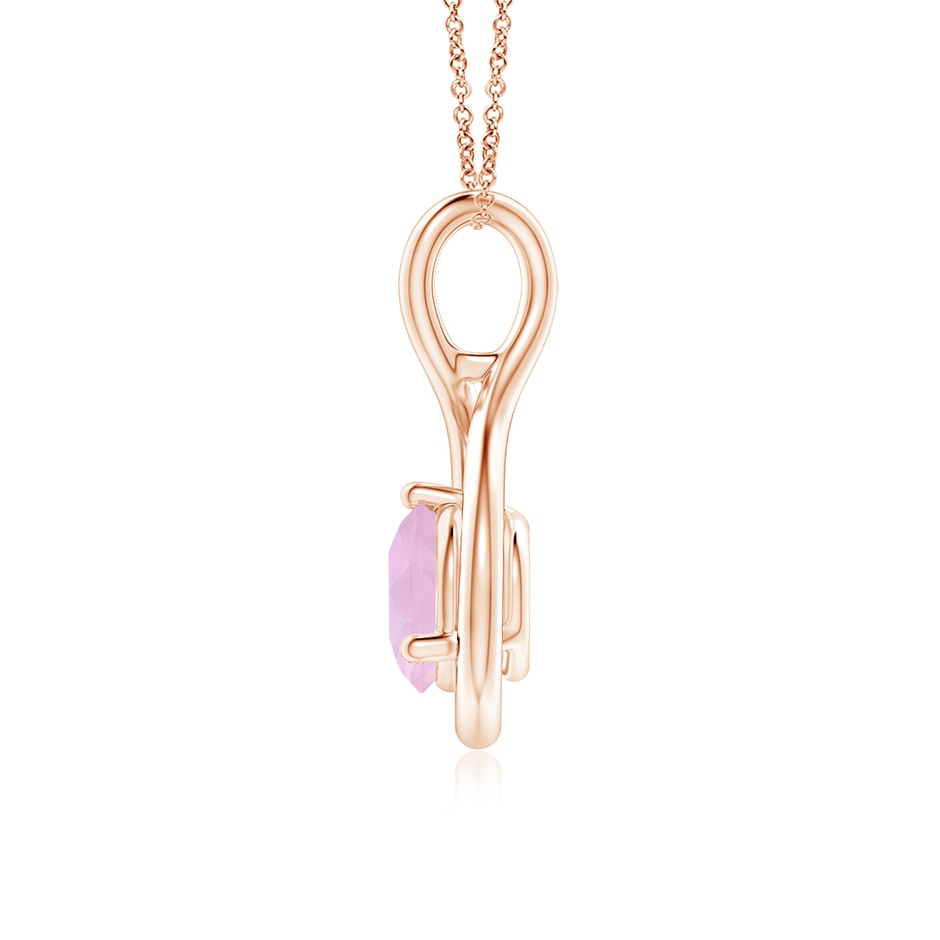 6mm AAAA Solitaire Round Rose Quartz Infinity Twist Pendant in Rose Gold side 1