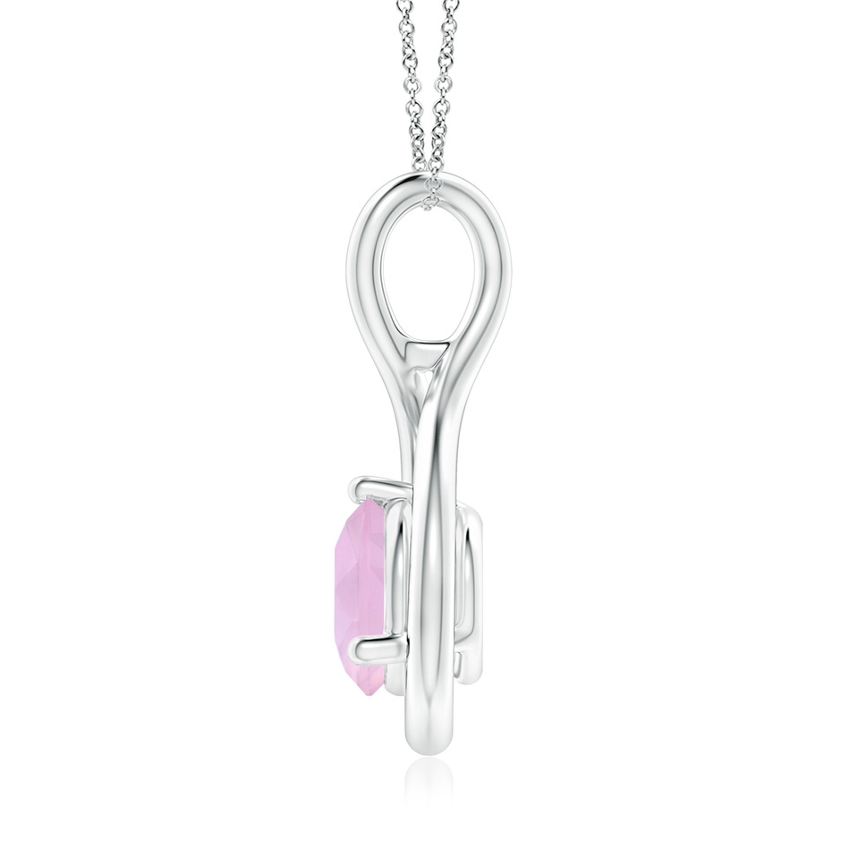7mm AAAA Solitaire Round Rose Quartz Infinity Twist Pendant in P950 Platinum side 1