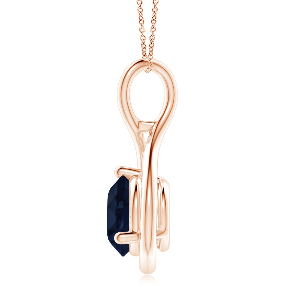 10mm A Solitaire Round Sapphire Infinity Twist Pendant in 18K Rose Gold side 199