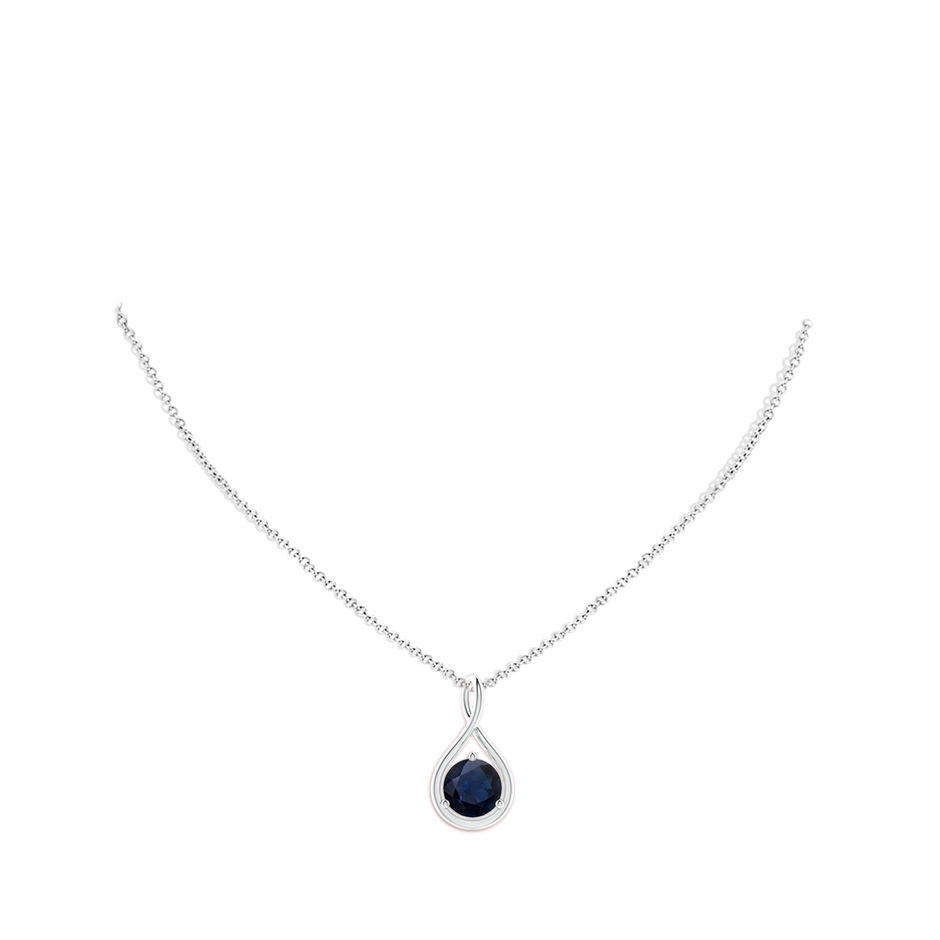 10mm A Solitaire Round Sapphire Infinity Twist Pendant in P950 Platinum pen