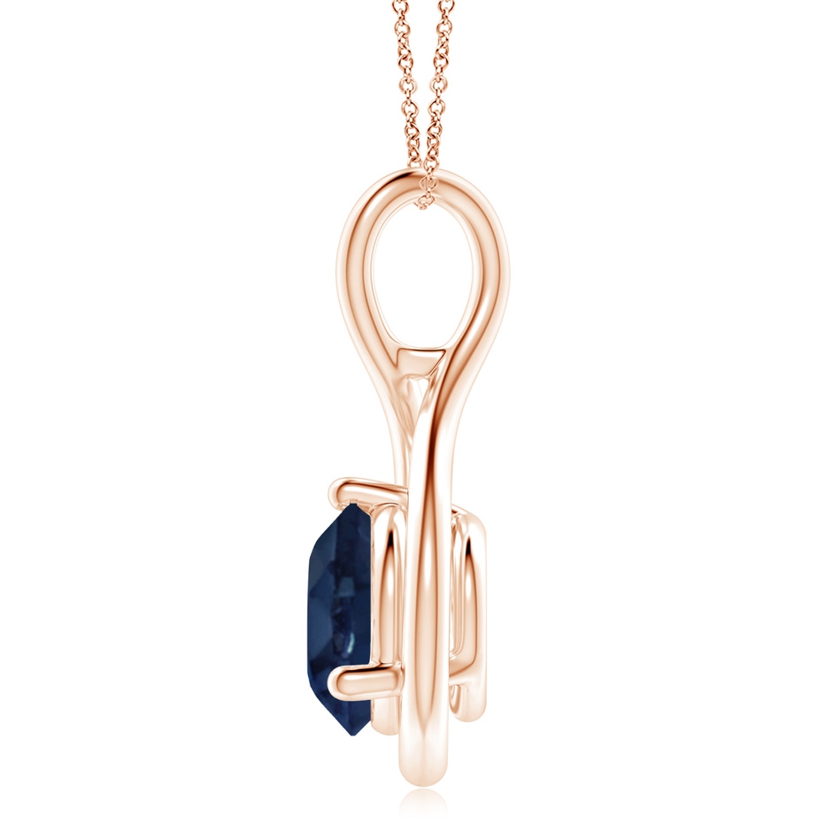 10mm AA Solitaire Round Sapphire Infinity Twist Pendant in Rose Gold side 199