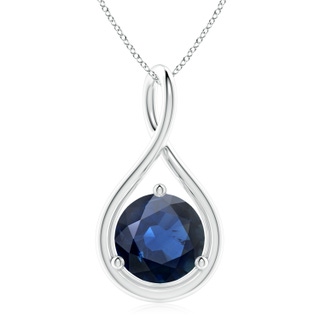 10mm AA Solitaire Round Sapphire Infinity Twist Pendant in S999 Silver