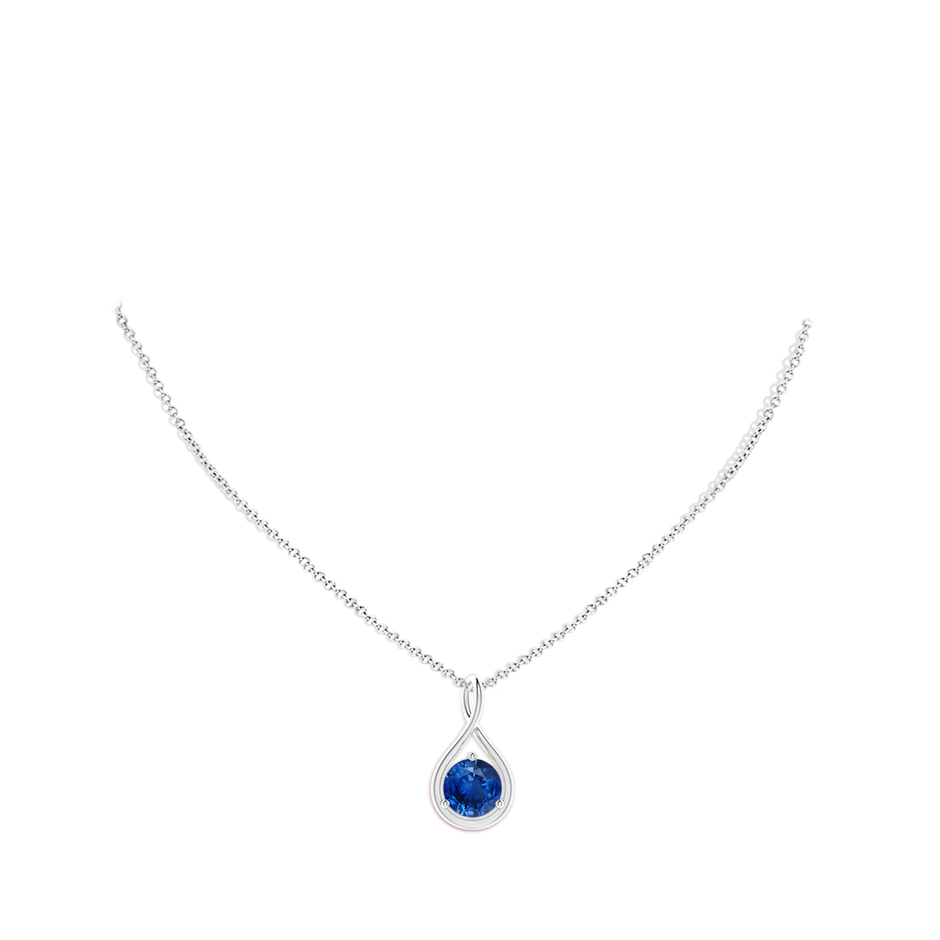 10mm AAA Solitaire Round Sapphire Infinity Twist Pendant in S999 Silver pen
