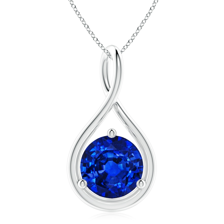 10mm AAAA Solitaire Round Sapphire Infinity Twist Pendant in P950 Platinum 