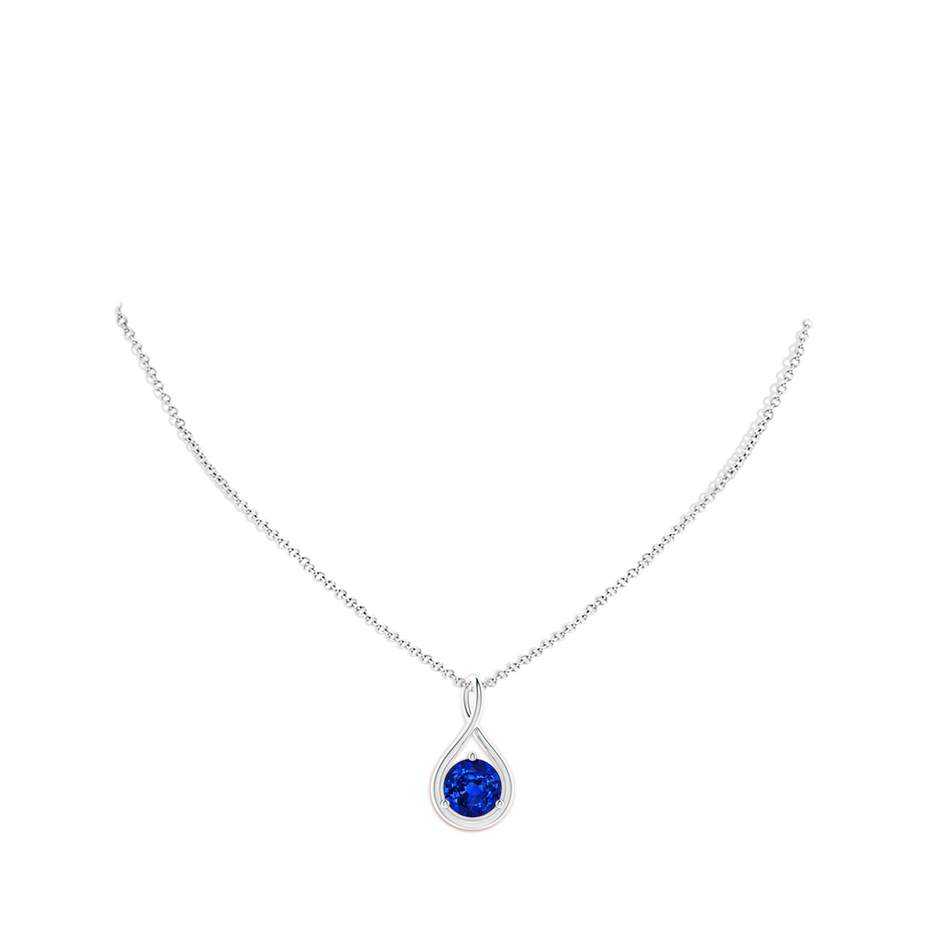 10mm AAAA Solitaire Round Sapphire Infinity Twist Pendant in P950 Platinum pen