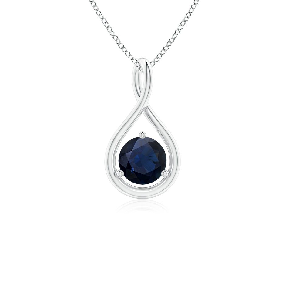 5mm A Solitaire Round Sapphire Infinity Twist Pendant in White Gold 