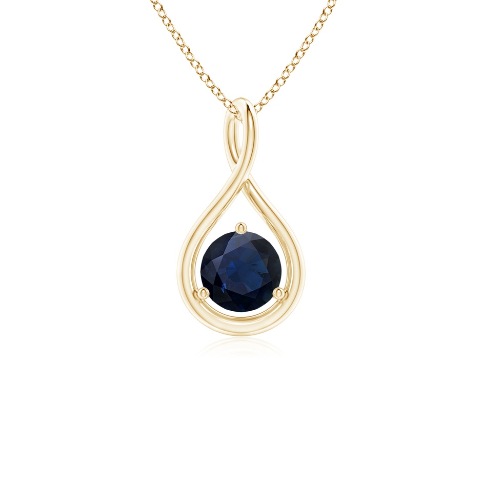5mm A Solitaire Round Sapphire Infinity Twist Pendant in Yellow Gold 